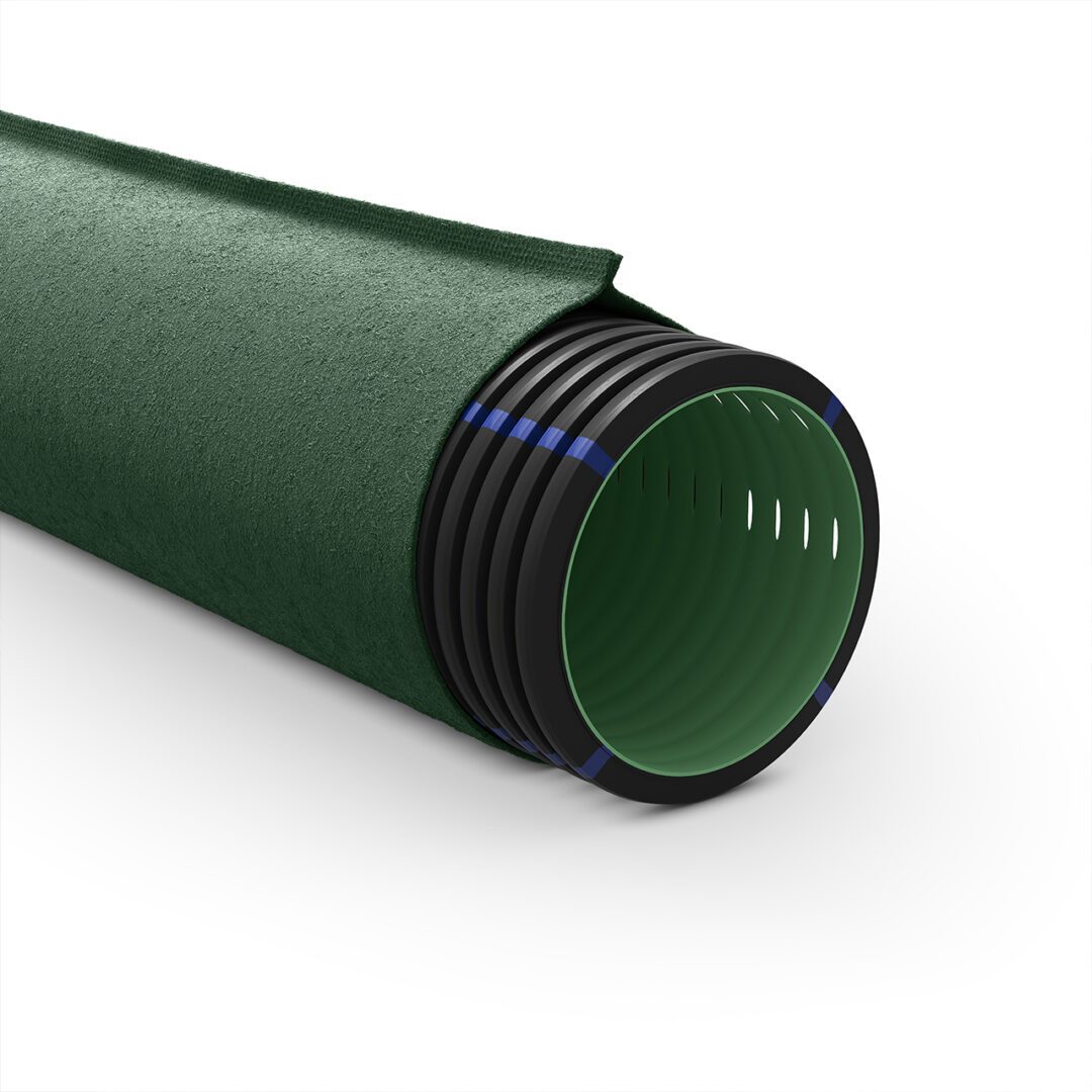 GEODRAIN PLUS Διάτρητος άκαμπτος σωλήνας αποστράγγισης με γεωύφασμα