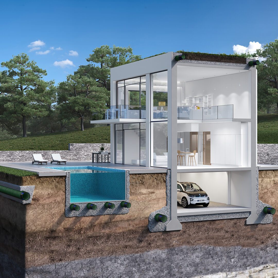 GEODRAIN PLUS Διάτρητος διαμορφώσιμος σωλήνας αποστράγγισης με γεωύφασμα