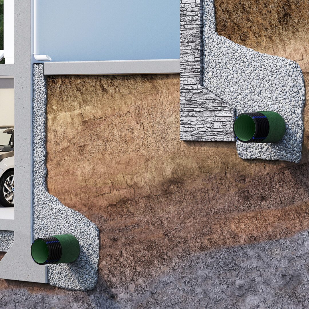 GEODRAIN PLUS Διάτρητος διαμορφώσιμος σωλήνας αποστράγγισης με γεωύφασμα