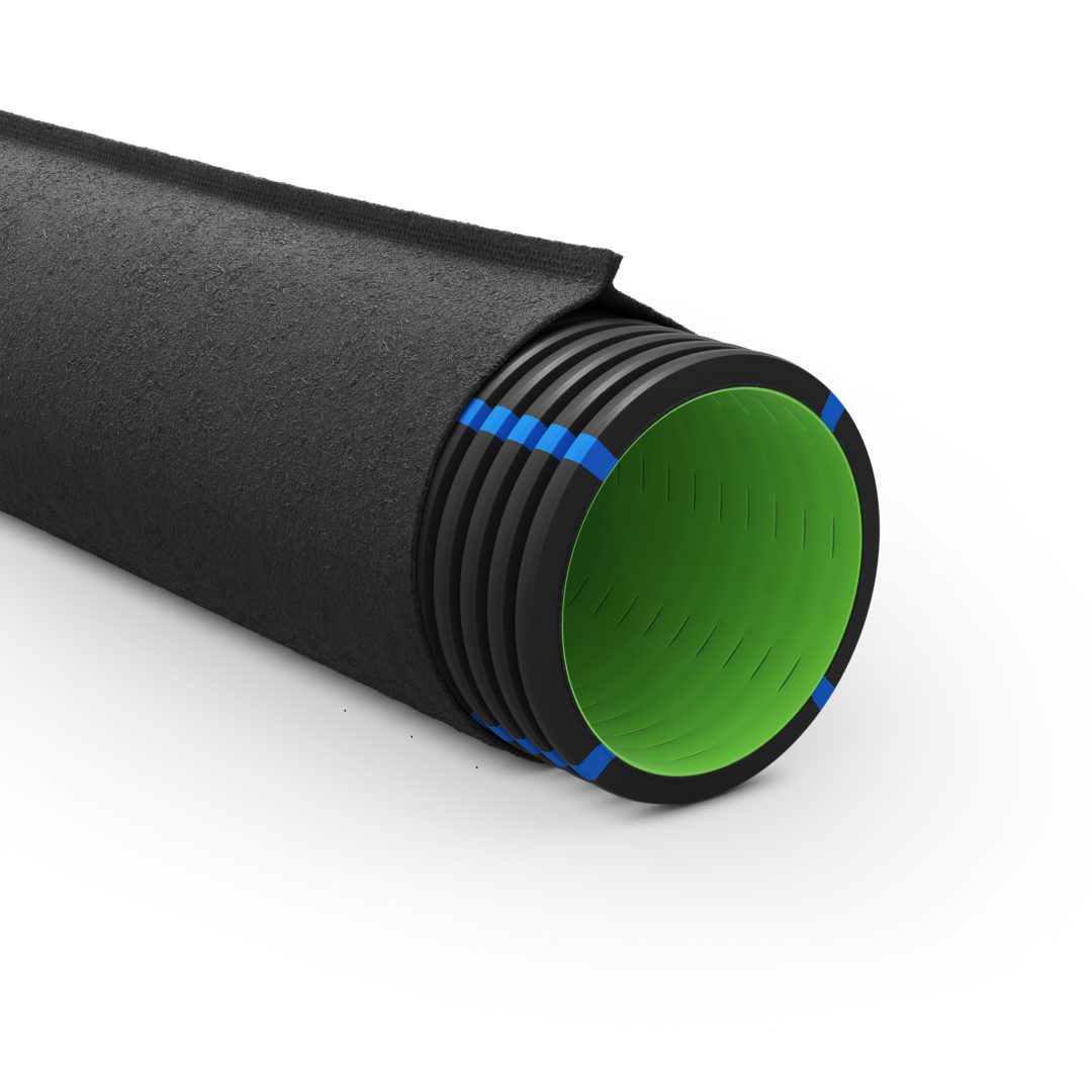 GEODRAIN PLUS double structured wall perforated rigid conduit with Geotextile
